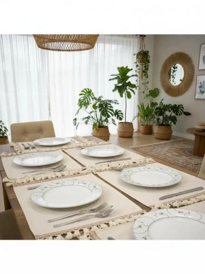6lı Keten Amerikan Servis Seti 35x55