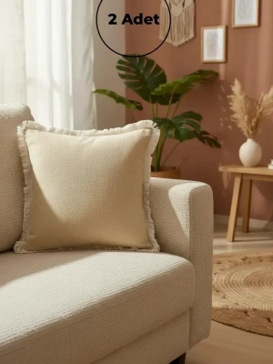 Sarı Püsküllü Kırlent Kırlent Kılıfı 43 X 43