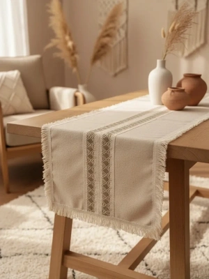 Püsküllü Ara Dantelli Runner (40 x 80) Tekli