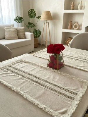 Ham Keten Krem 2li Vintage Runner (40 x 80)