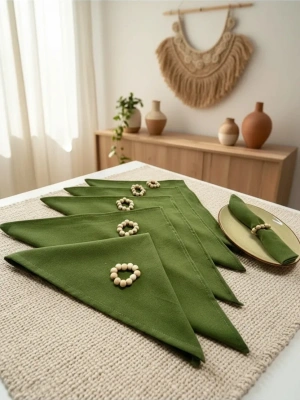 Premium Haki Yeşil 6lı Peçete TAKIMI (toka hediyeli) 40x40