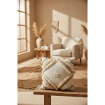 Özel Tasarım Tekli Keten Krem Kırlent Kırlent Kılıfı 43x43