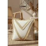 Özel Tasarım Tekli Keten Krem Kırlent Kılıfı 43x43