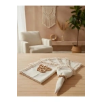 Organik Ham Keten Ham Ponponlu 6lı Ahsap Toka Hediyeli 40 X 40 Peçete Takımı
