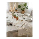 Organik Ham Keten Ham Ponponlu 6lı Ahsap Toka Hediyeli 40 X 40 Peçete Takımı