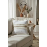 Beyaz Kalın Dantel Kırlent Kırlent Kılıfı 43 X 43