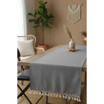 Keten Gri Antrasit Şeritli Ponpon Runner 150 X 45