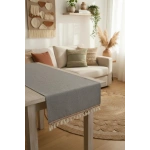 Keten Gri Antrasit Şeritli Ponpon Runner 150 X 45