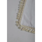 Keten Beyaz Ponponlu Kırlent Kırlent Kılıfı 43 X 43