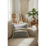 Antrasit Keten Jüt Dantelli Kırlent Kırlent Kılıfı 43 X 43