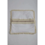 Beyaz Keten Jüt Dantelli Kırlent Kırlent Kılıfı 43 X 43