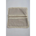 Bej Keten Jüt Dantelli Kırlent Kırlent Kılıfı 43 X 43