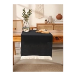 Premium Keten Siyah Püsküllü Runner Masa Örtüsü(45 x 150)