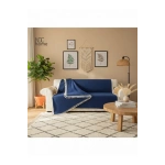 Premium Keten Lacivert  Ponponlu  Koltuk Örtüsü (170 x 220)