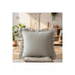 Ham Keten Krem Fırfırlı Kırlent 2 Adet Kırlent Kılıfı(43 X 43)