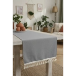 Gri Antrasit HAM Ponponlu Runner Masa Örtüsü (45 x 150)