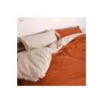 Tarçın Gri Keten Çift Taraflı Tek Kişilik Nevresim Takımı [160x220]