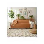 Premium Keten Tarçın [ TARÇIN] Ponponlu Koltuk Örtüsü (170 x 220