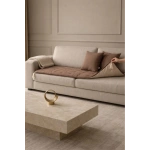 Luxury Çift Taraflı Keten Koltuk Pedi / Şiltesi [Kırlentli] - Kahverengi-Bej