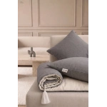 Luxury Çift Taraflı Keten Koltuk Pedi / Şiltesi [Kırlentli] - Füme-Krem