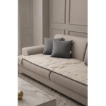 Luxury Çift Taraflı Keten Koltuk Pedi / Şiltesi [Kırlentli] - Füme-Krem