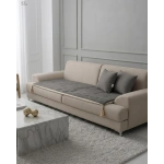 Luxury Çift Taraflı Keten Koltuk Pedi / Şiltesi [Kırlentli] - Füme-Krem