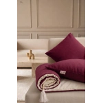 Luxury Çift Taraflı Keten Koltuk Pedi / Şiltesi [Kırlentli] - Bordo-Krem