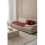 Luxury Çift Taraflı Keten Koltuk Pedi / Şiltesi [Kırlentli] - Bordo-Krem