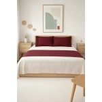 Dekoratif Çift Kişilik Yatak Runner/Örtü Seti [ 2 Adet Yastık Kılıfı Dahil ] -Bordo