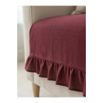 Fırfırlı Keten Koltuk Örtüsü [Kırlentli]-Bordo