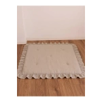 Keten Oyun Halısı, Kare Oyun Matı, Fırfırlı Oyun Minderi-Bej