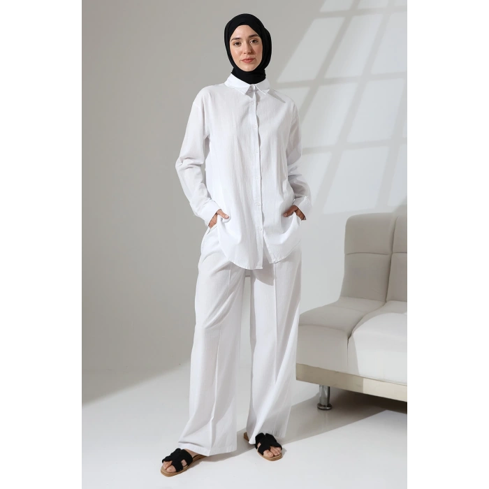 100% Pamuk Keten Günlük ve Rahat Gömlek Pantolon Yazlık Alt Üst Takım