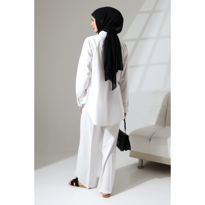 100% Pamuk Keten Günlük ve Rahat Gömlek Pantolon Yazlık Alt Üst Takım