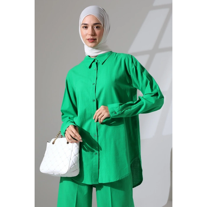 100% Pamuk Keten Günlük ve Rahat Gömlek Pantolon Yazlık Alt Üst Takım