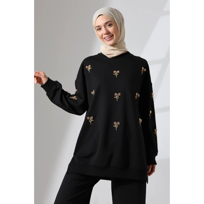 Kadın Siyah Mevsimlik Penye Alt Üst Spor ve Rahat Tesettür Takım
