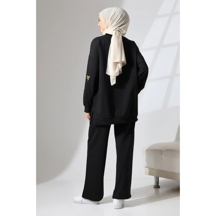 Kadın Siyah Mevsimlik Penye Alt Üst Spor ve Rahat Tesettür Takım