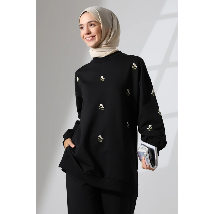 Kadın Siyah Mevsimlik Penye Alt Üst Spor ve Rahat Tesettür Takım