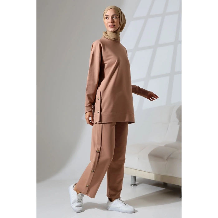 Kadın Camel Mevsimlik Penye Alt Üst Spor ve Rahat Tesettür Takım