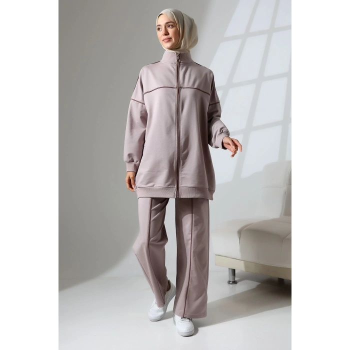 Kadın Gül Kursu Mevsimlik Penye Alt Üst Spor ve Rahat Tesettür Takım