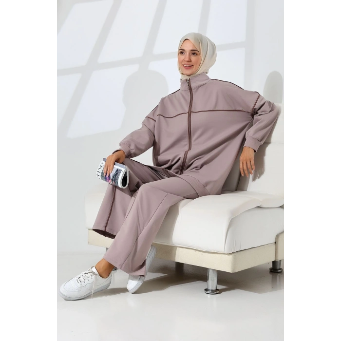 Kadın Gül Kursu Mevsimlik Penye Alt Üst Spor ve Rahat Tesettür Takım