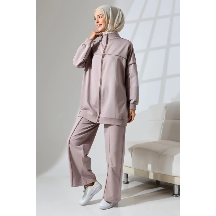 Kadın Gül Kursu Mevsimlik Penye Alt Üst Spor ve Rahat Tesettür Takım