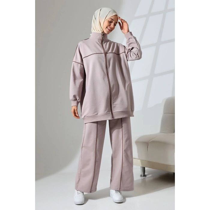 Kadın Gül Kursu Mevsimlik Penye Alt Üst Spor ve Rahat Tesettür Takım