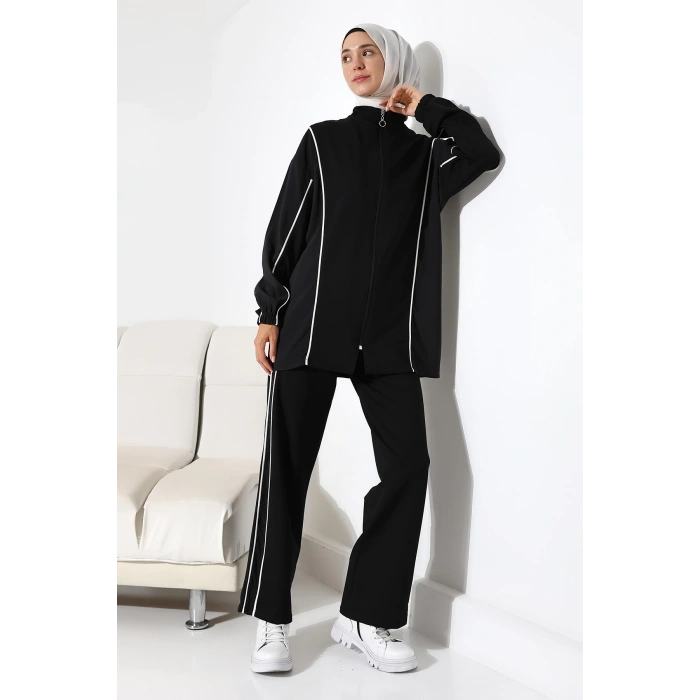 Kadın Mevsimlik Penye Alt Üst Spor ve Rahat Siyah Tesettür Takım