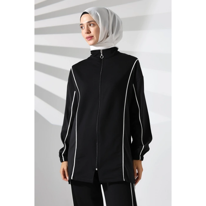 Kadın Mevsimlik Penye Alt Üst Spor ve Rahat Siyah Tesettür Takım