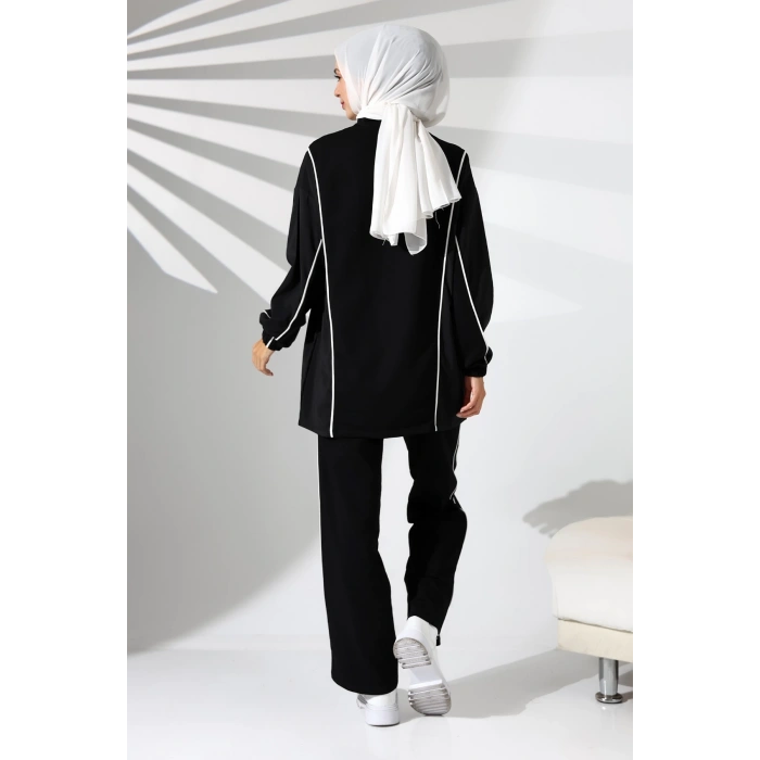 Kadın Mevsimlik Penye Alt Üst Spor ve Rahat Siyah Tesettür Takım