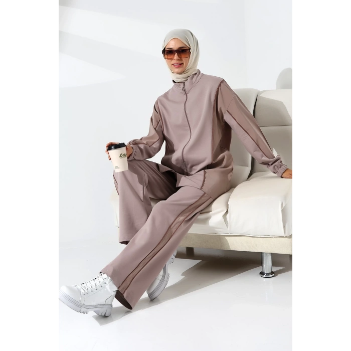 Kadın Mevsimlik Penye Alt Üst Spor ve Rahat Gül Kurusu Tesettür Takım