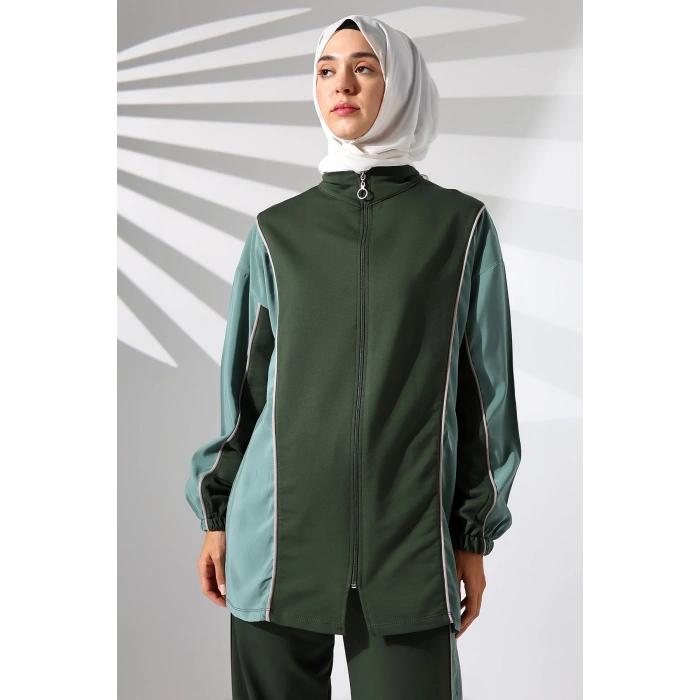 Kadın Mevsimlik Penye Alt Üst Spor ve Rahat Haki Tesettür Takım