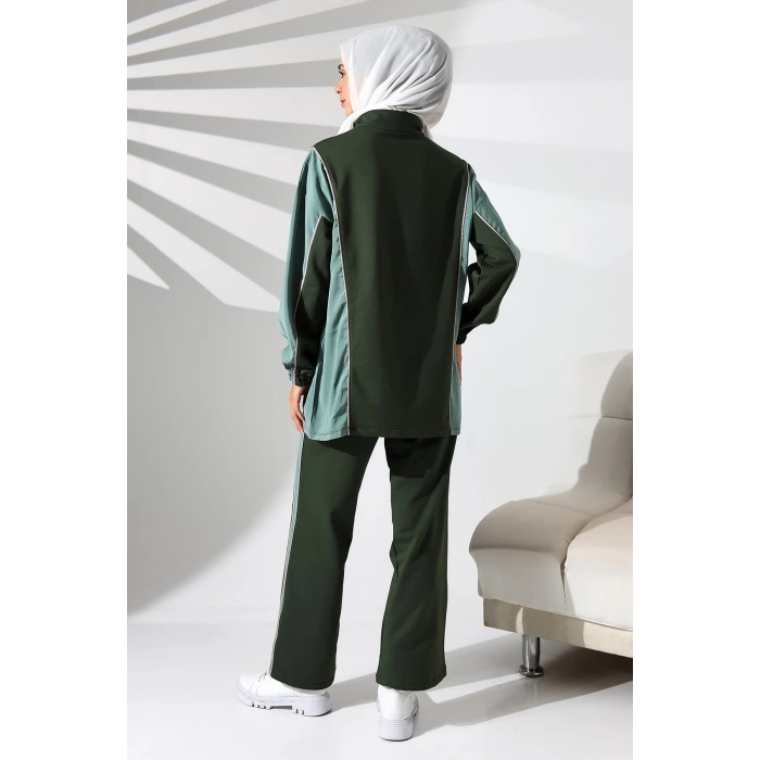 Kadın Mevsimlik Penye Alt Üst Spor ve Rahat Haki Tesettür Takım