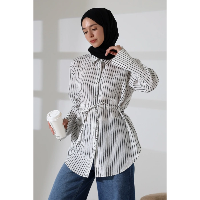 Kadın Modal Dokuma Kumaş Siyah Tesettür Gömlek