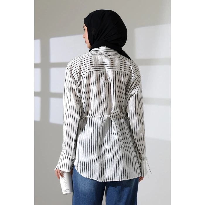 Kadın Modal Dokuma Kumaş Siyah Tesettür Gömlek